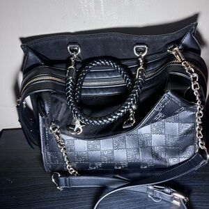 Steve Madden Black Satchel with Gold Accents